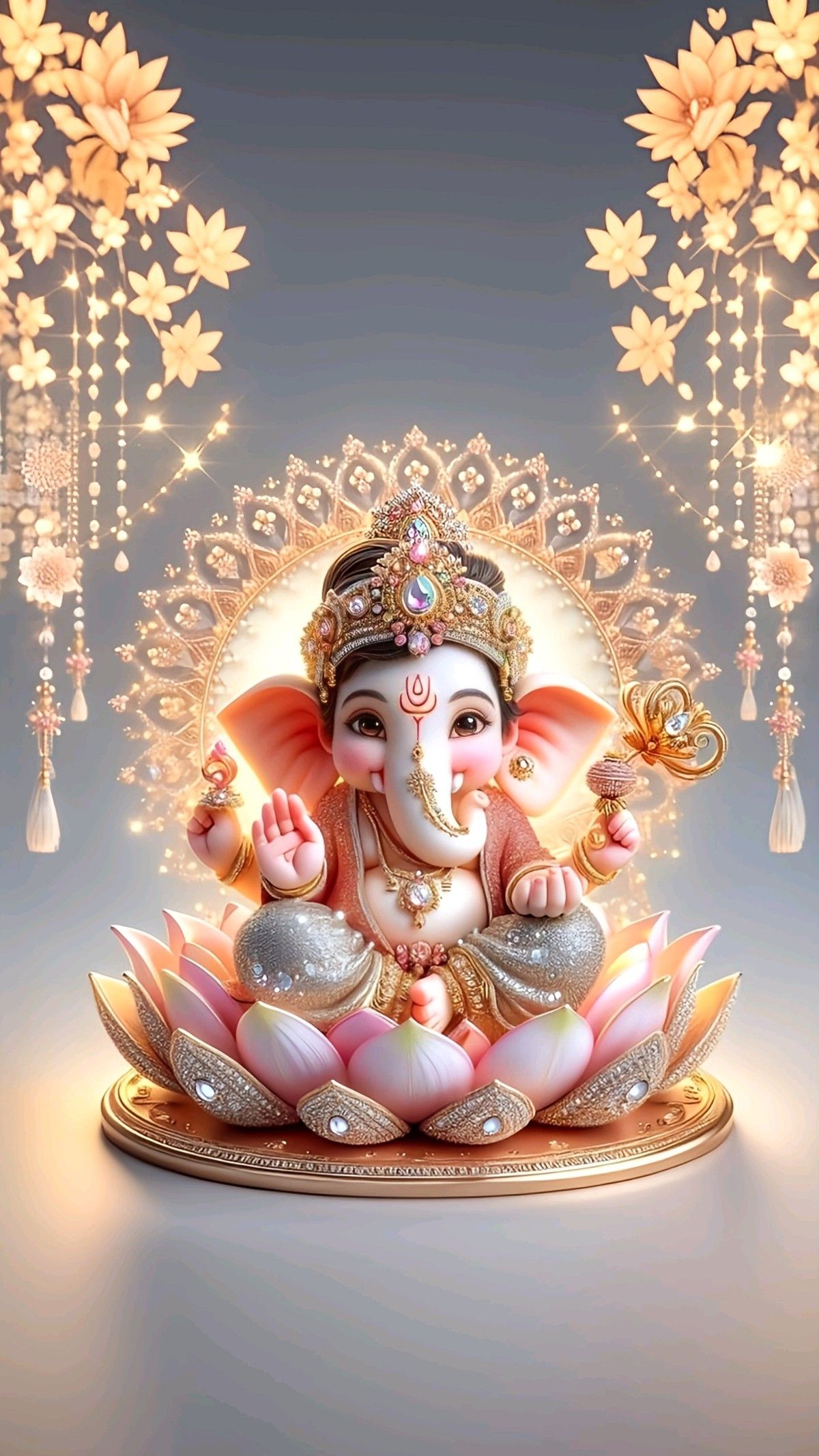 Lord Ganesha seated on a lotus