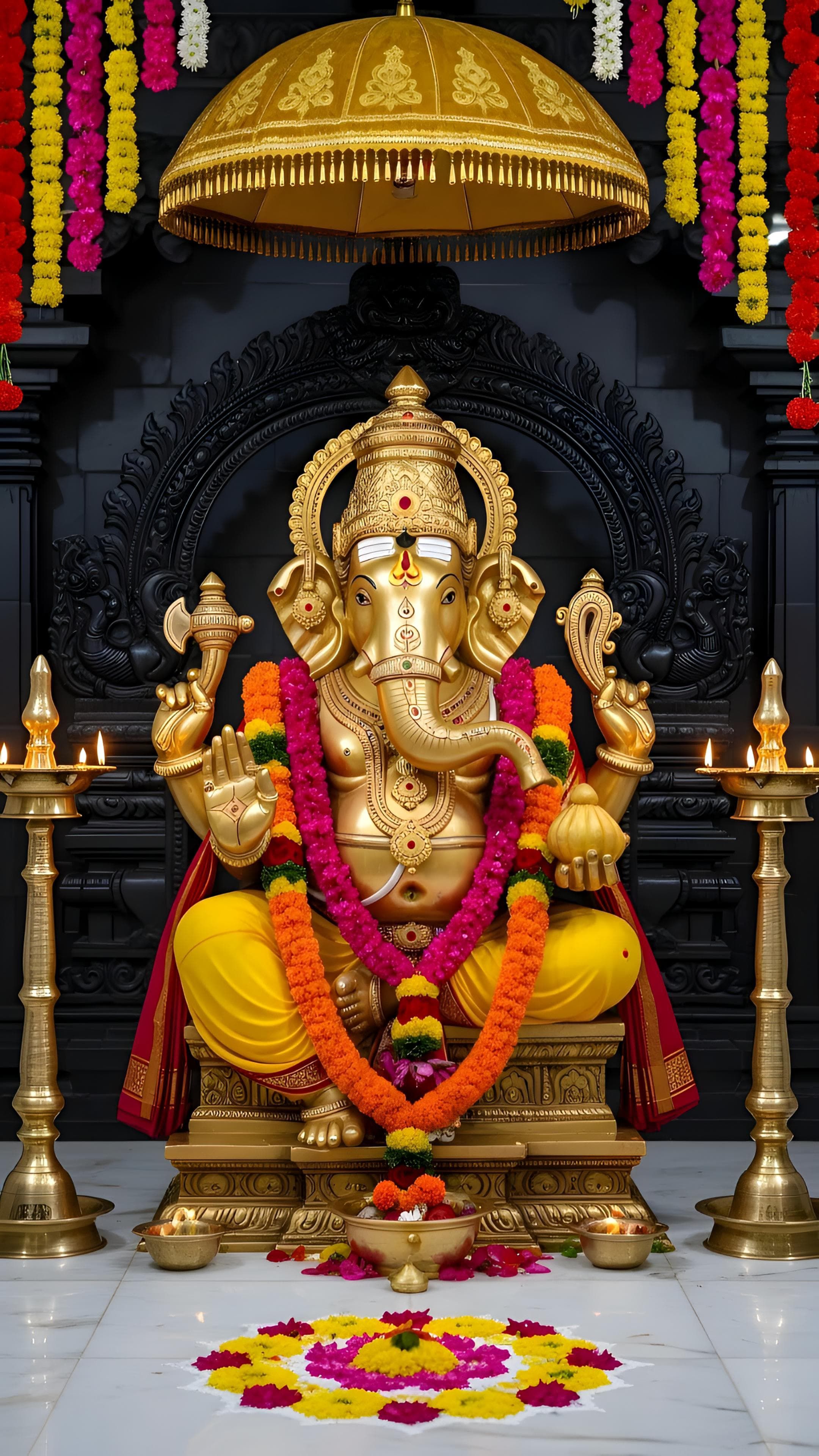 Golden Ganesha statue in temple