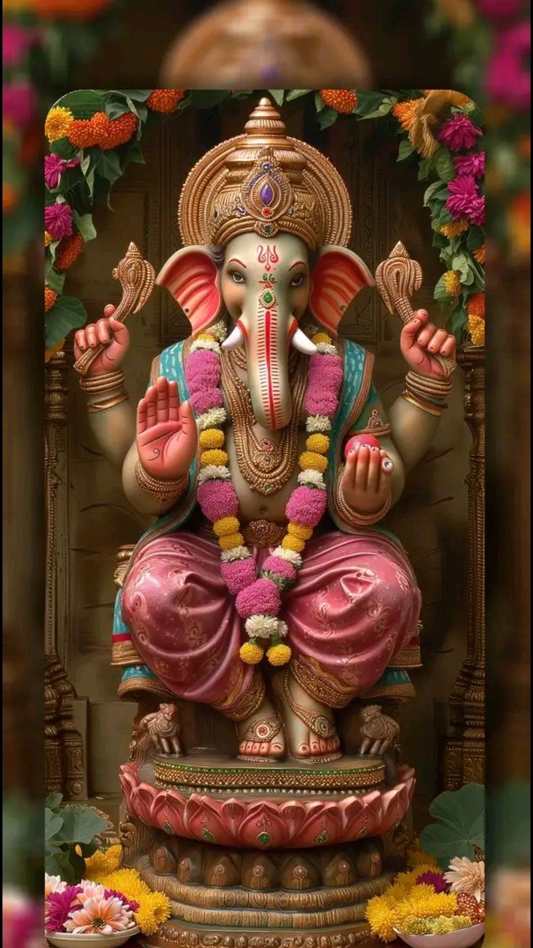 Lord Ganesha with floral garland