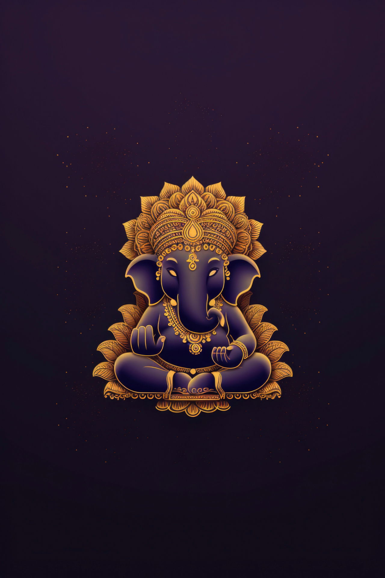 Indigo Ganesha seated on a lotus