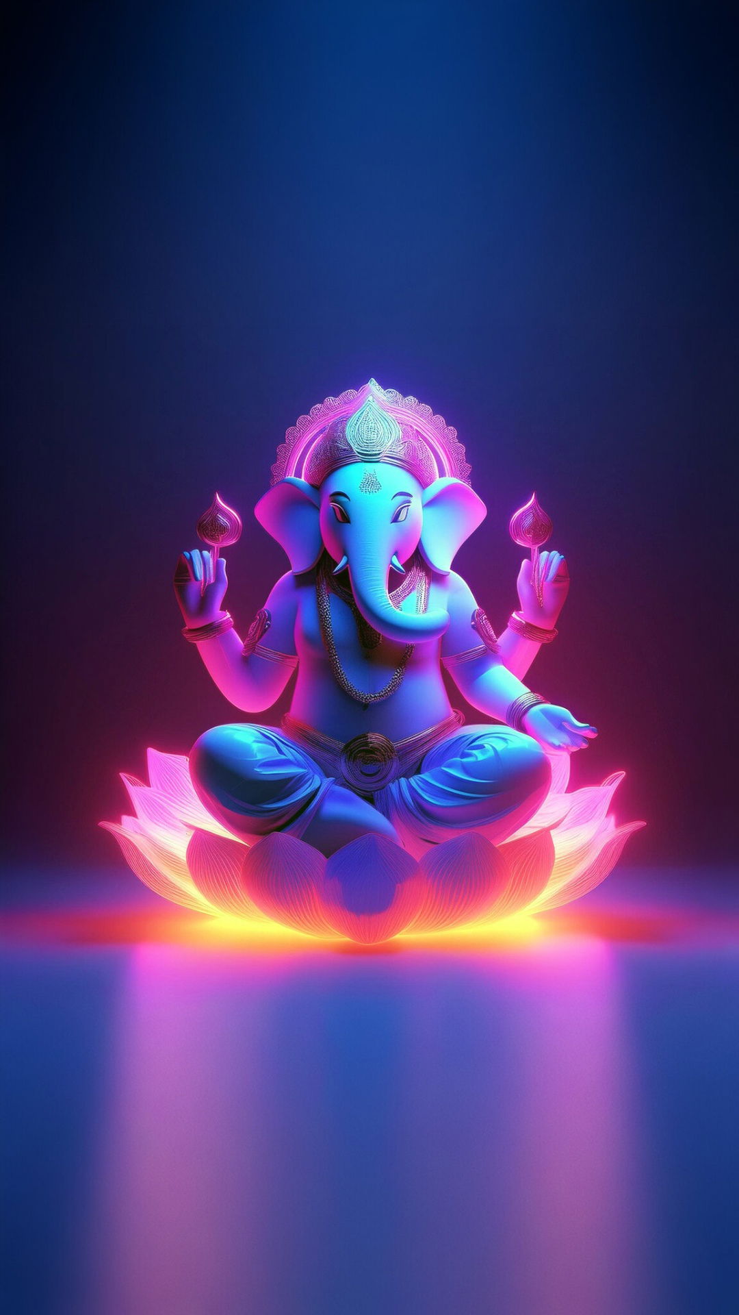 Ganesha on lotus, vibrant digital art