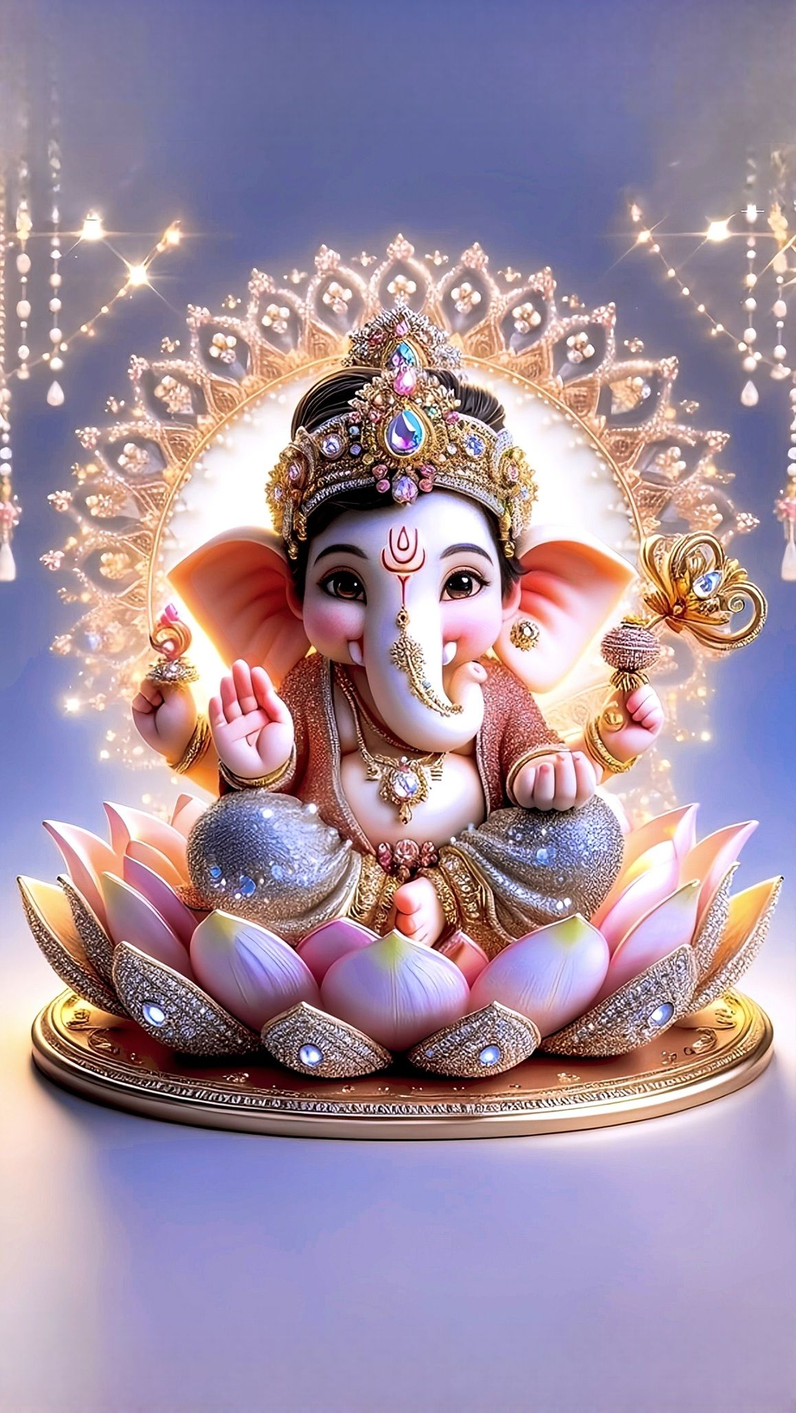 Lord Ganesha on a lotus flower