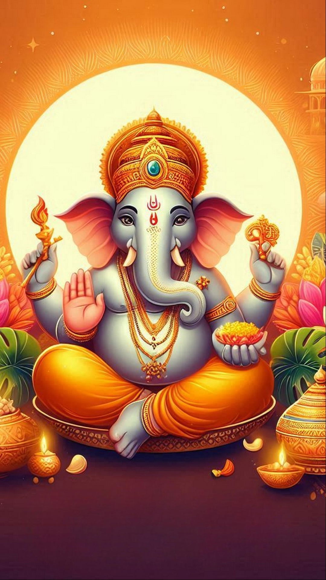 Lord Ganesha blessing with modak