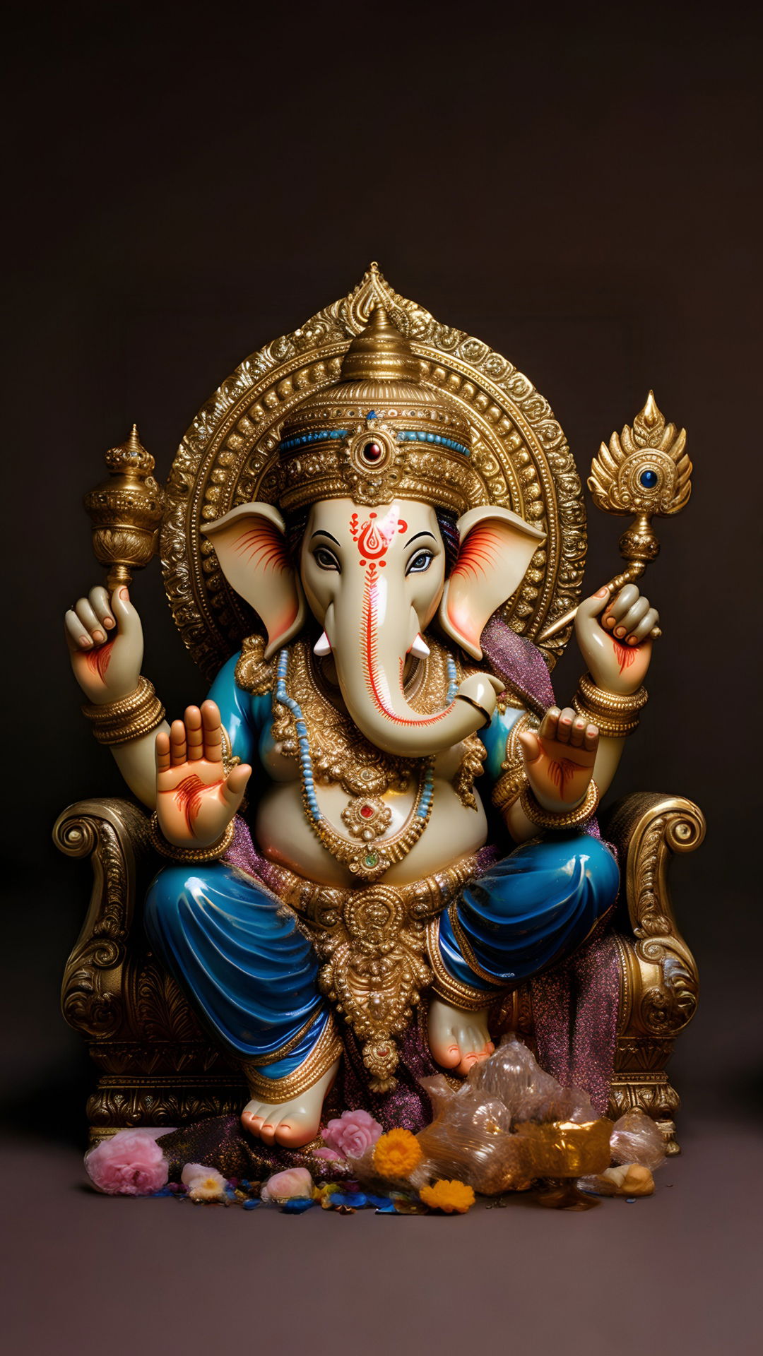 Lord Ganesha seated on ornate throne
