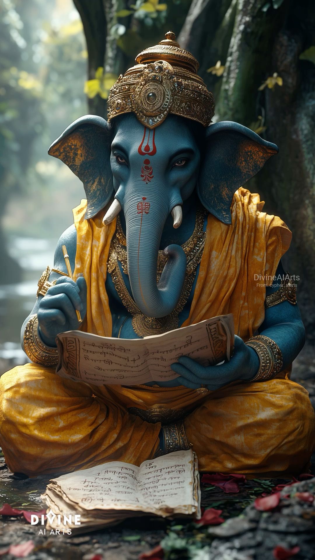 Lord Ganesha writing the Mahabharata
