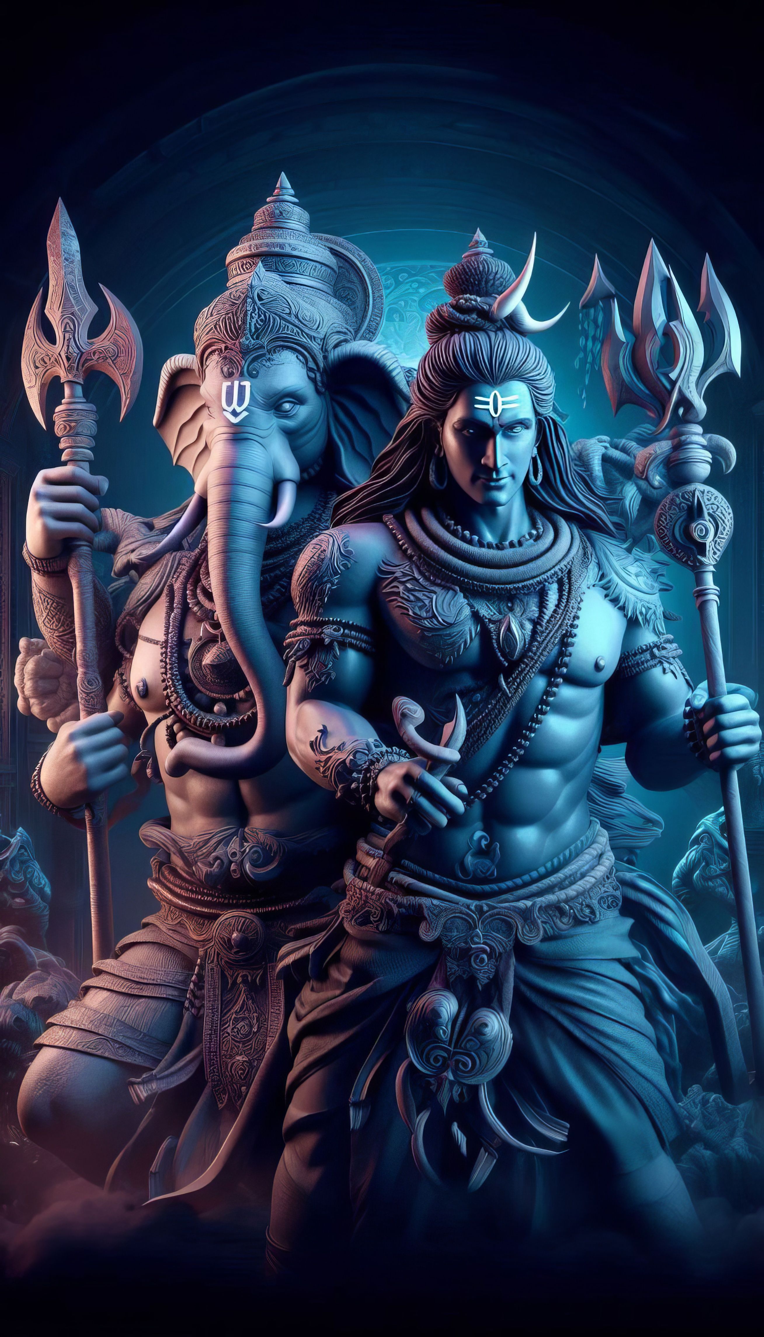 Ganesha and Shiva divine portrait