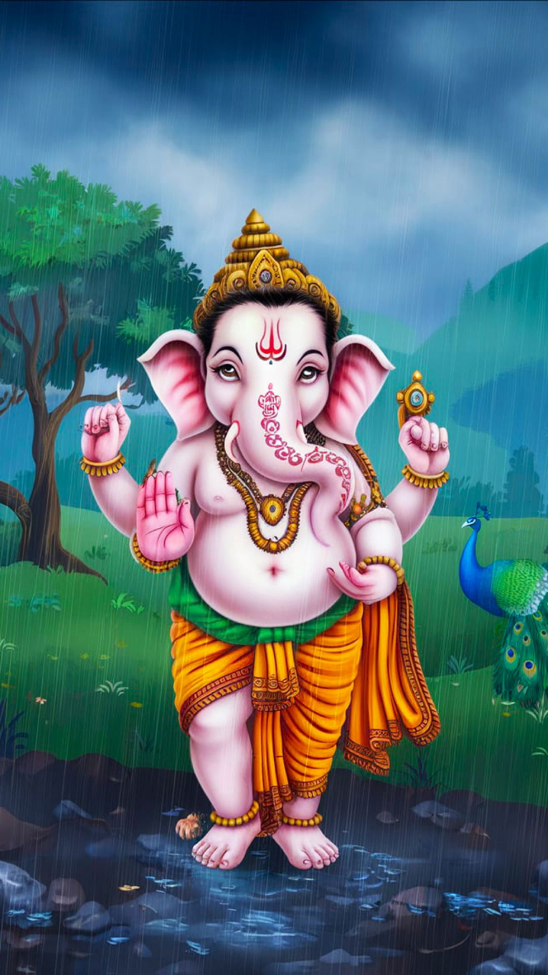 Lord Ganesha blessing in the rain