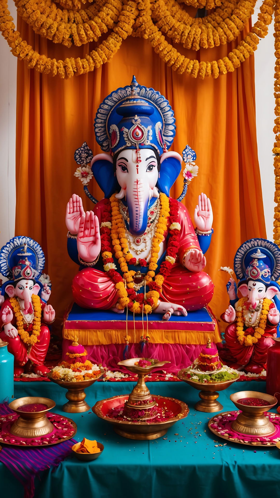 Lord Ganesha with flower garland