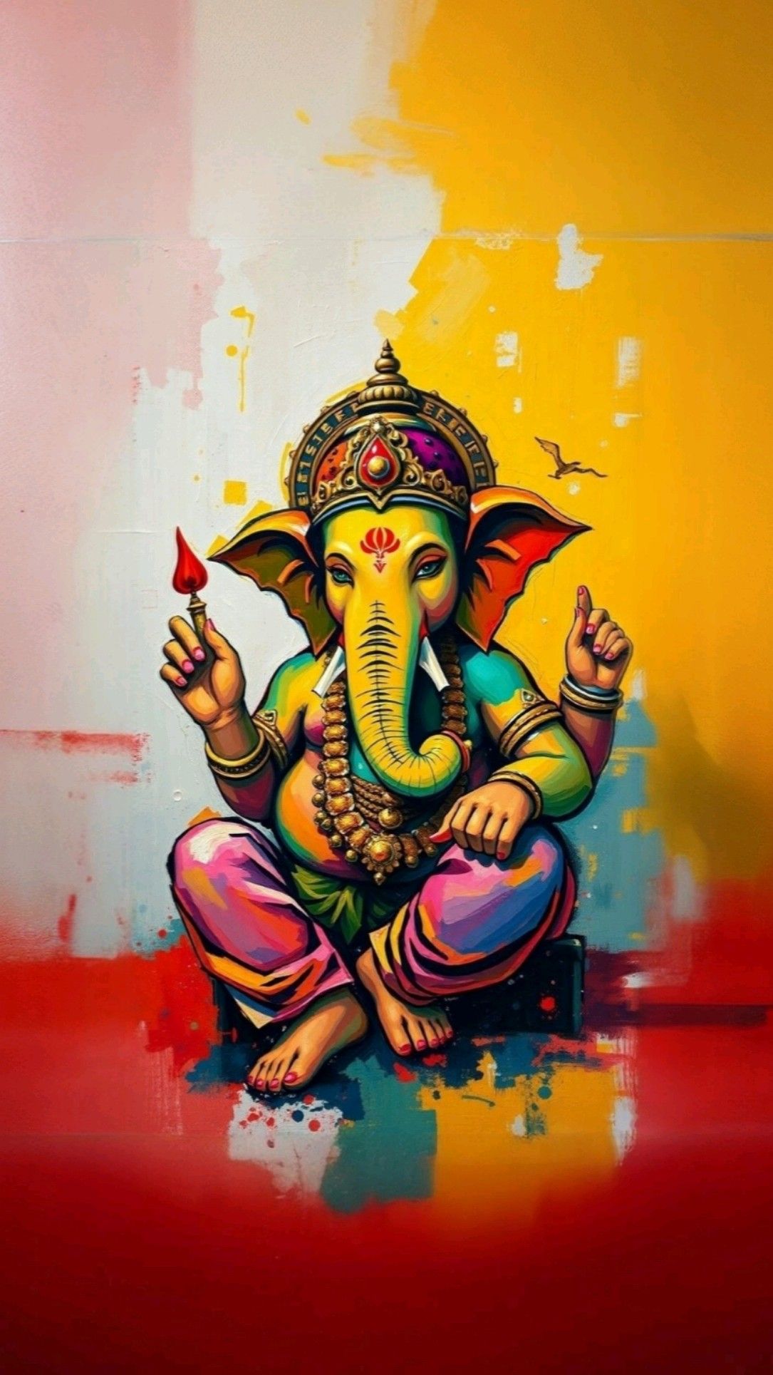 Colorful painting of Lord Ganesha head