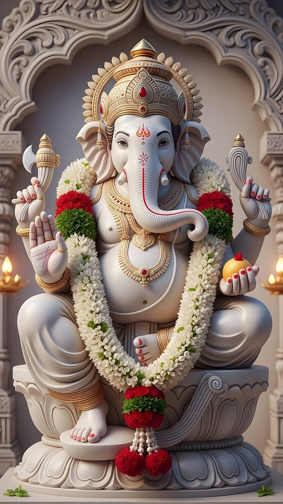 Lord Ganesha with flowers and blessings