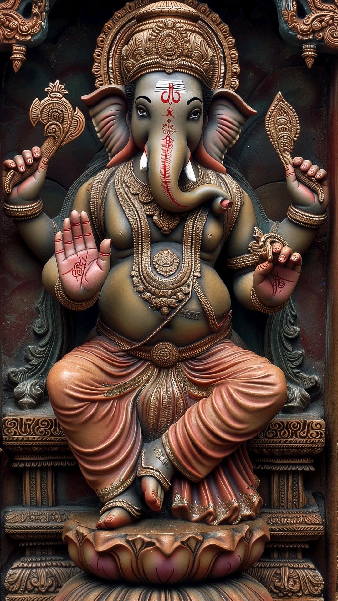 Lord Ganesha sitting on a lotus