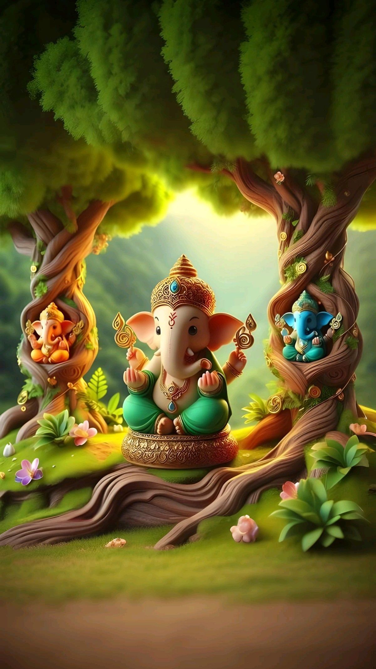 Ganesha in a lush forest setting