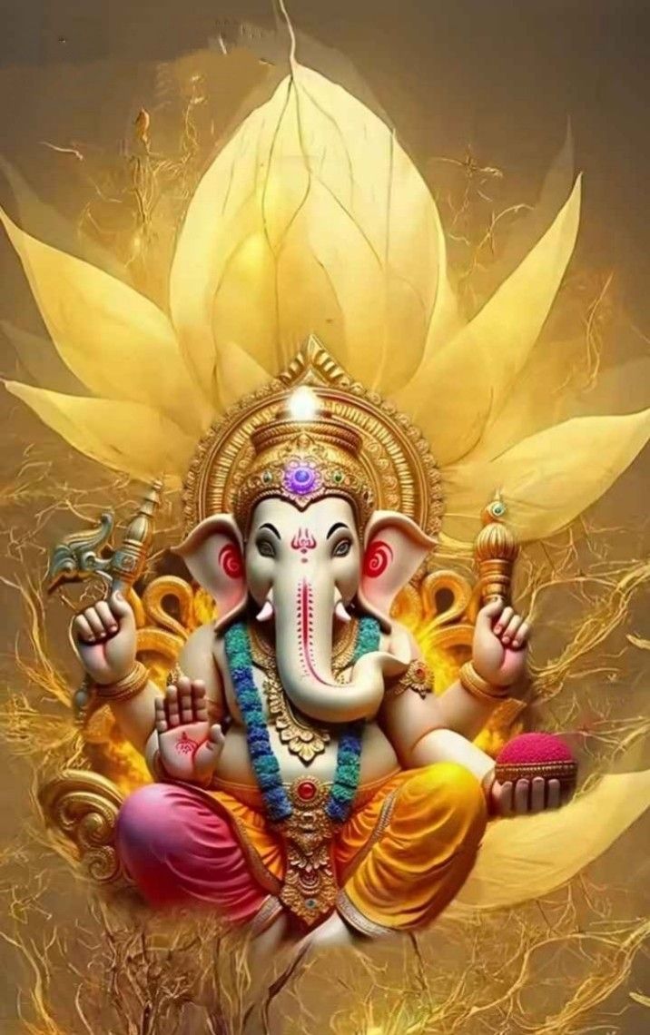 Lord Ganesha emerging from a lotus