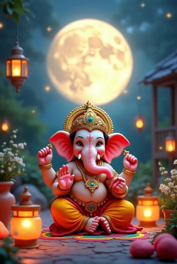Ganesha blessed by the full moon