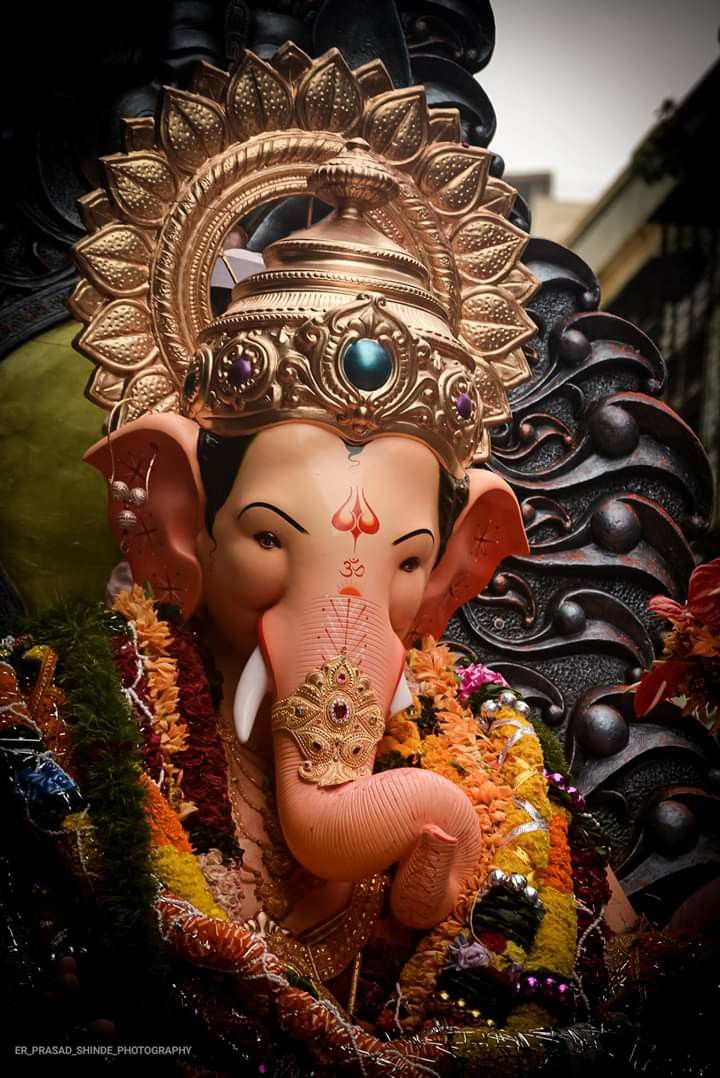 Close-up of beautifully decorated Ganesha idol