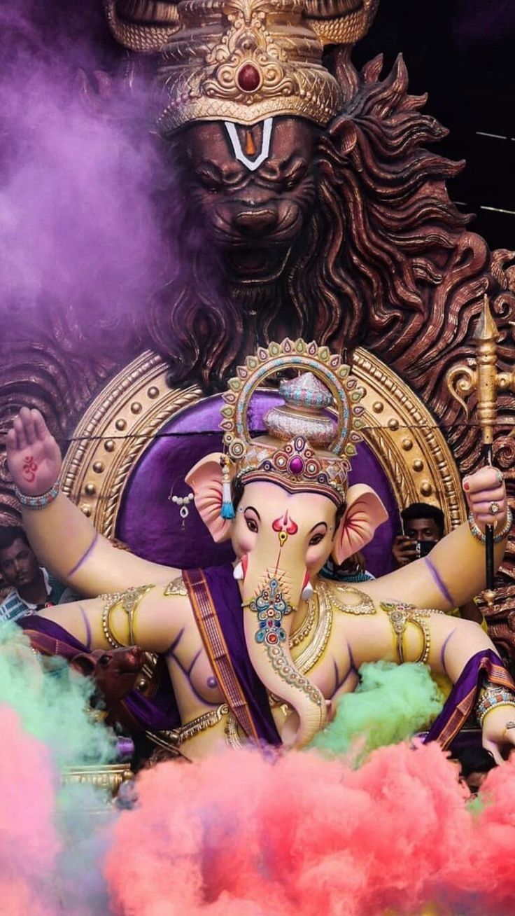 Lord Ganesha with vibrant decorations