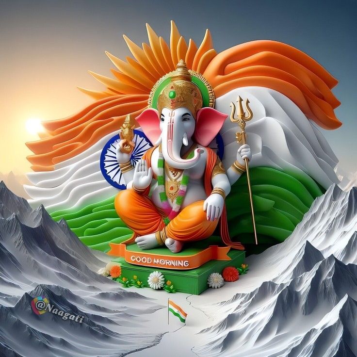 Lord Ganesha with Indian flag background