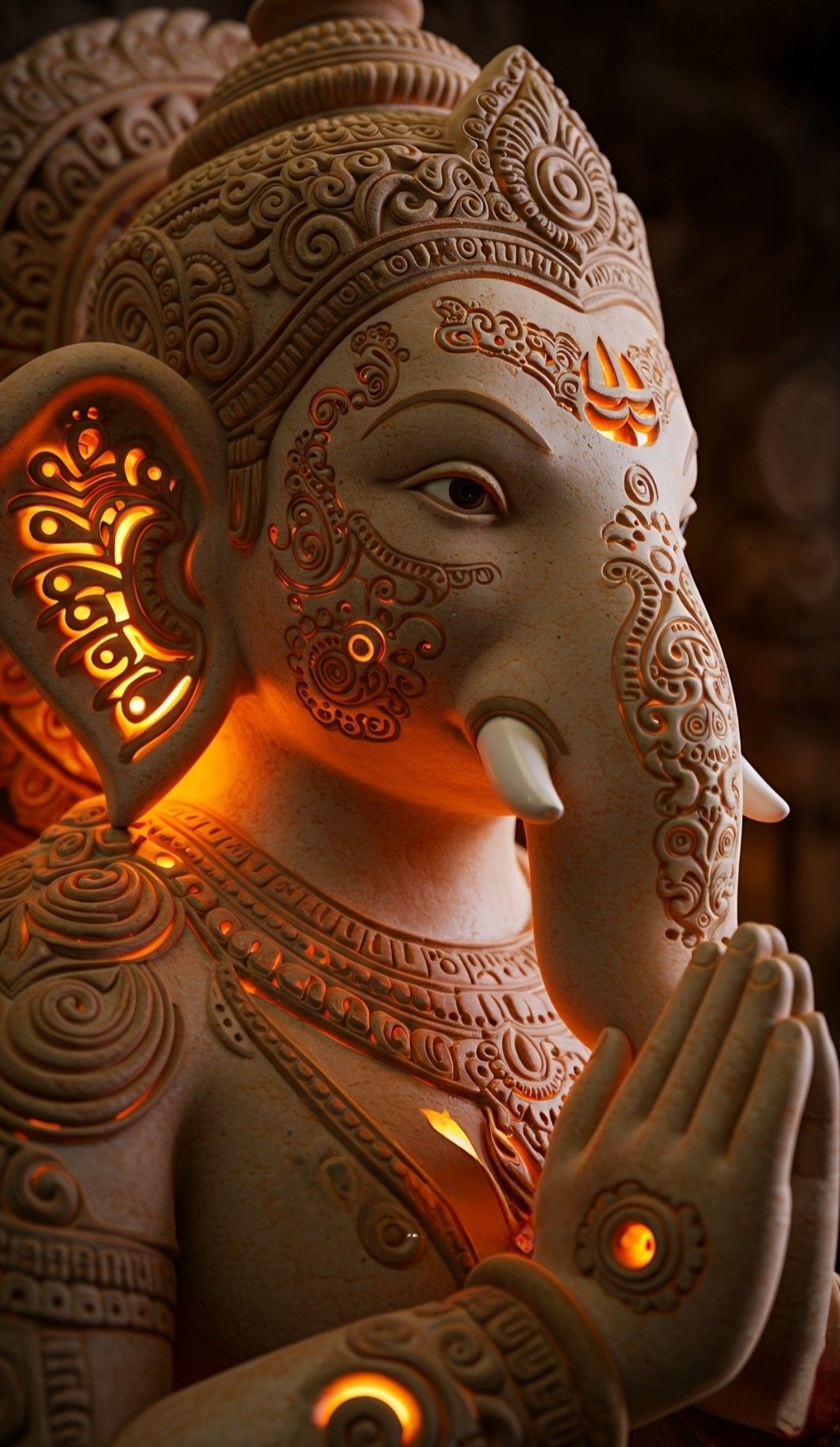 Close-up of Lord Ganesha in prayer