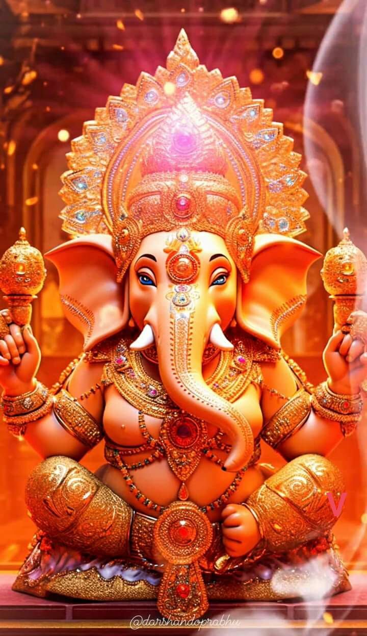 Radiant Lord Ganesha blesses devotees.