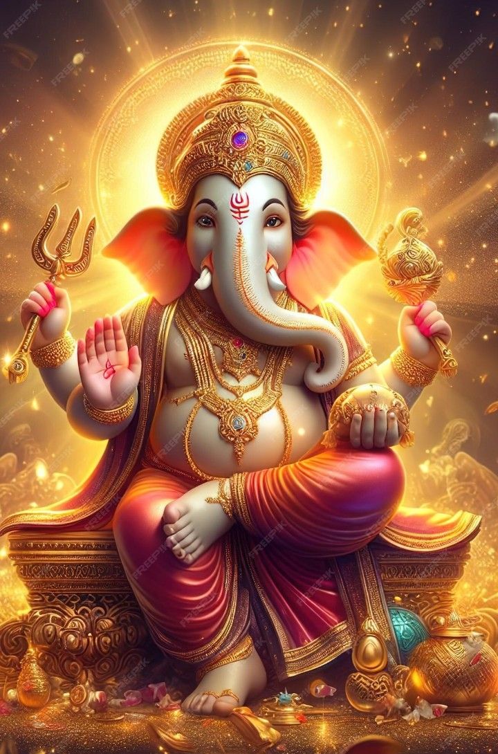 Lord Ganesha bestowing blessings and modak