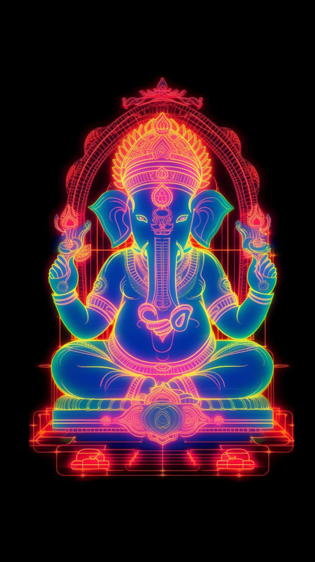 Neon Ganesha, divine hindu deity wallpaper