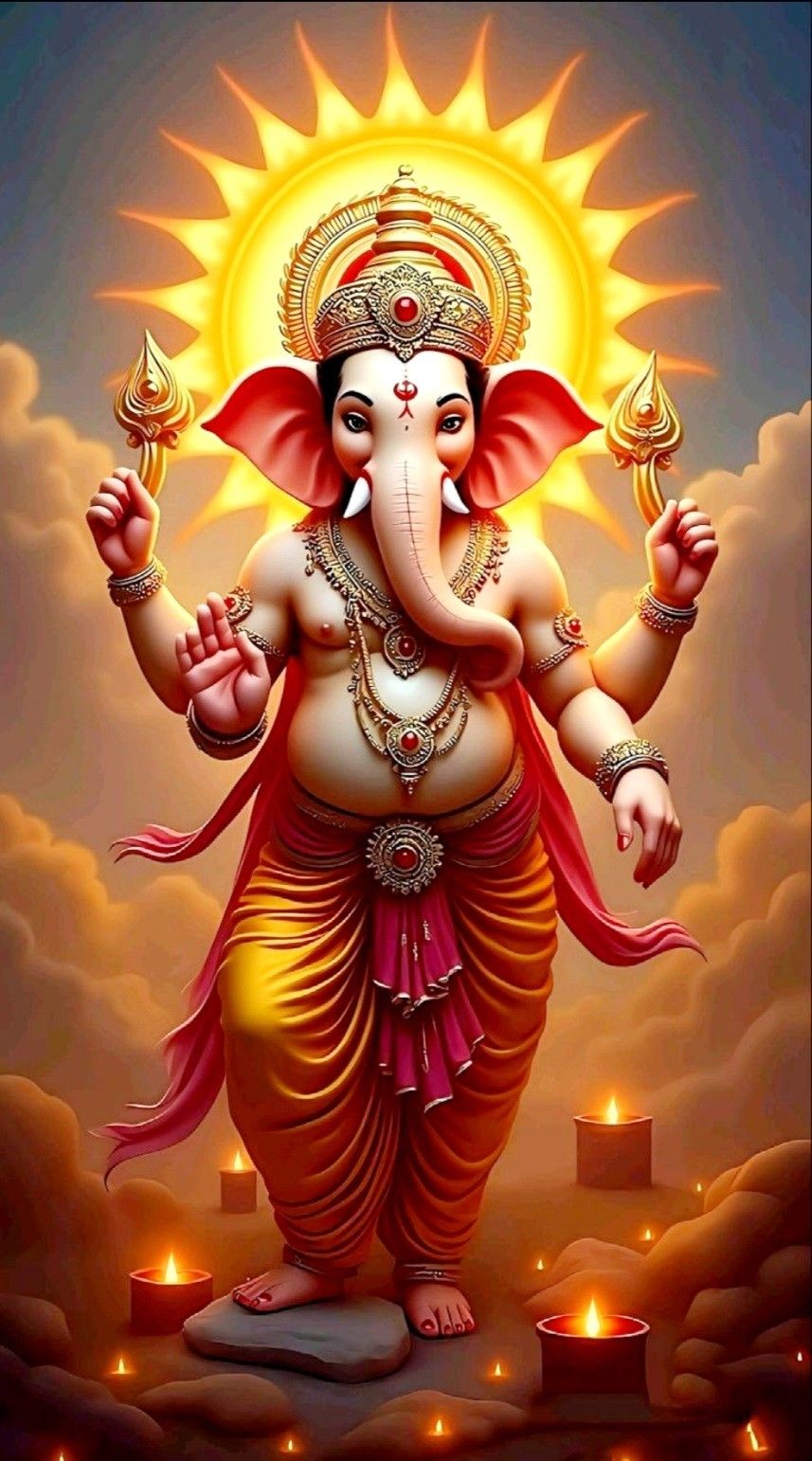 Lord Ganesha radiating divine light.