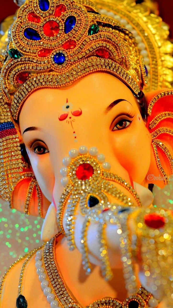 Close-up of Lord Ganesha\'s face.