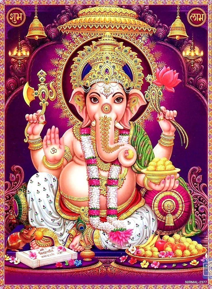 Lord Ganesha seated on a lotus