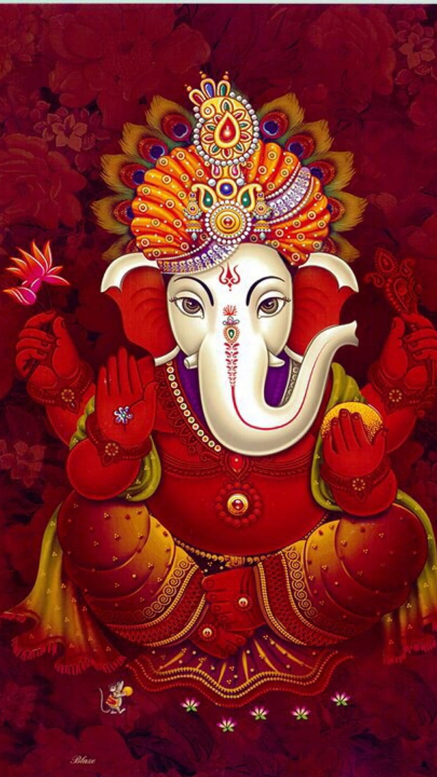 Lord Ganesha with floral headdress