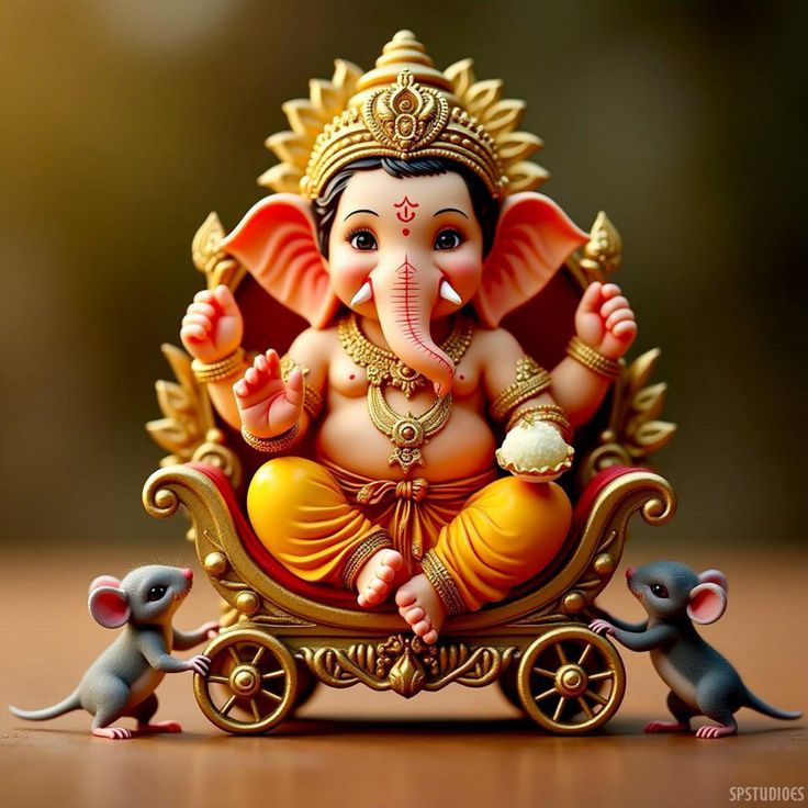 Lord Ganesha on golden throne
