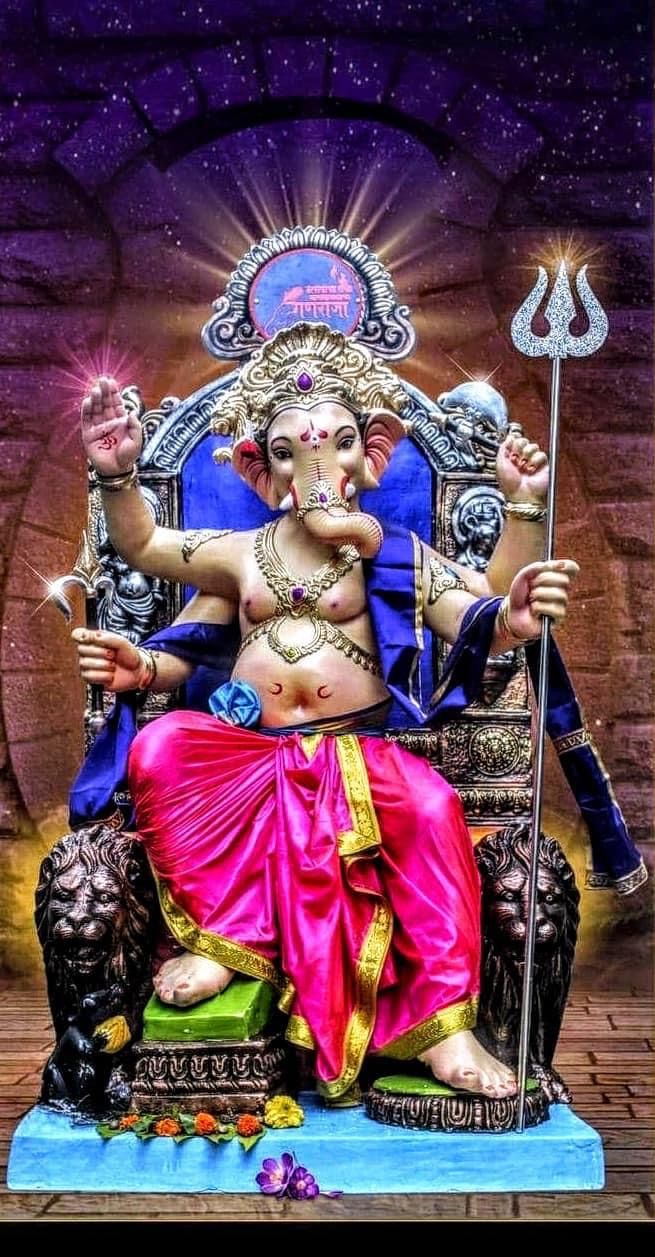 Ganesha on ornate golden throne