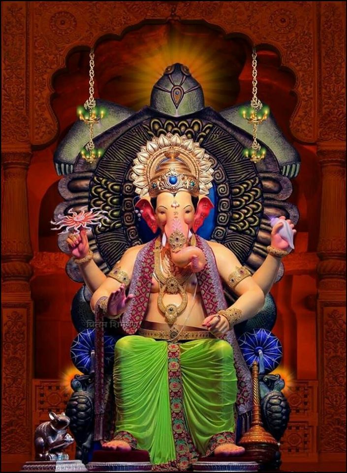 Lord Ganesha on ornate throne