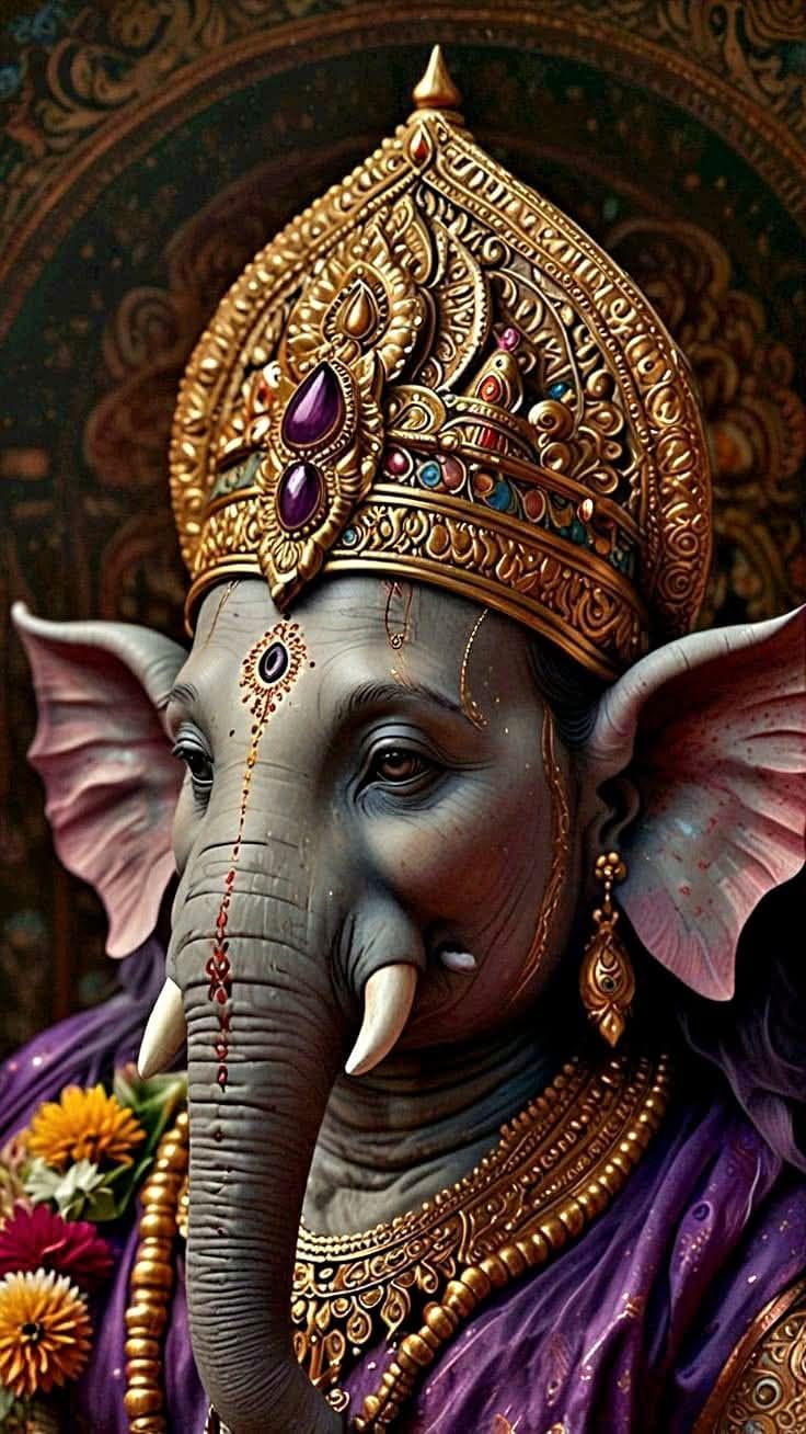 Majestic Ganesha with ornate crown