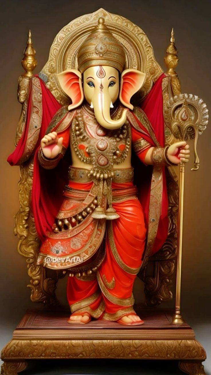 Lord Ganesha on ornate golden throne