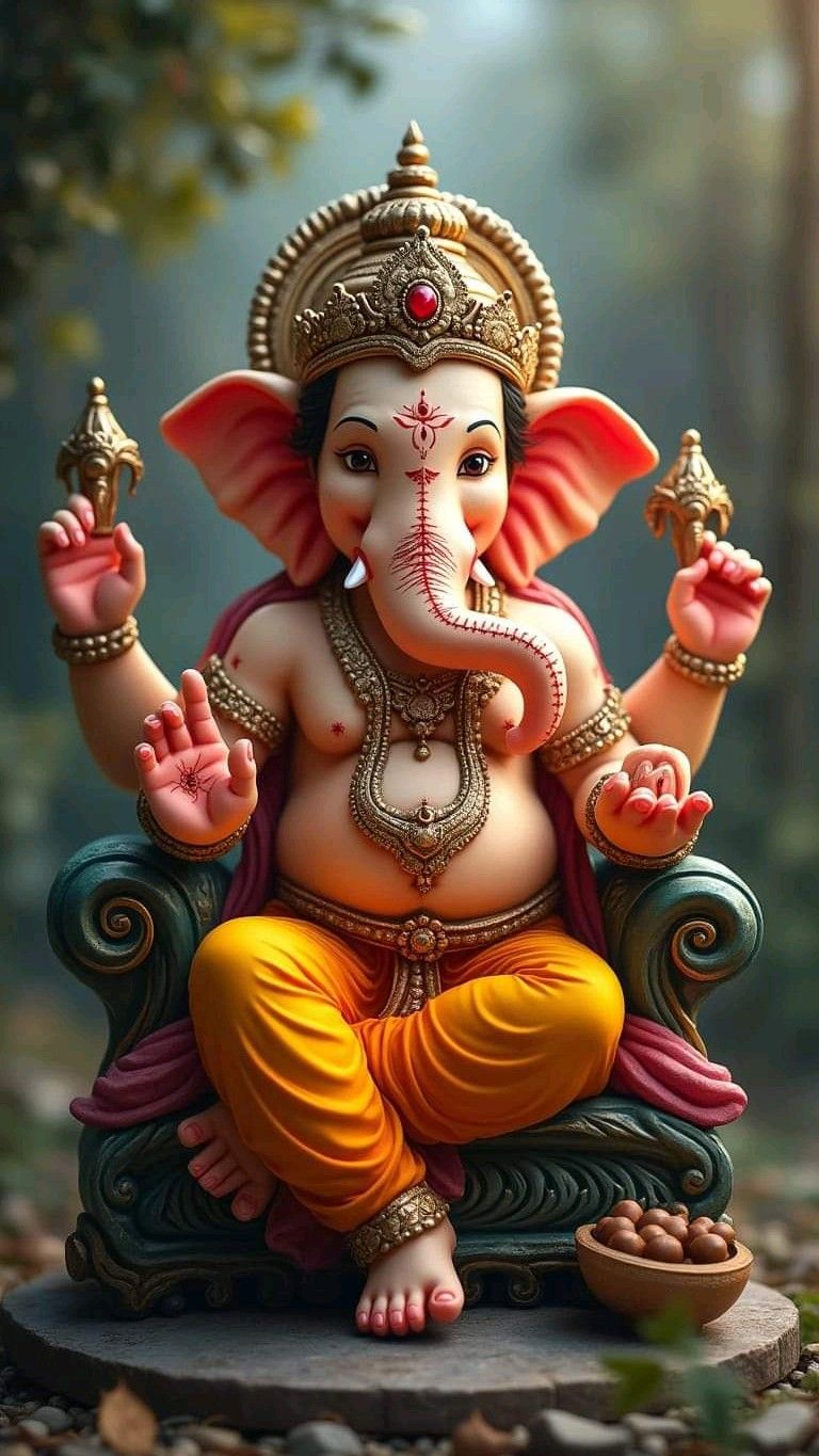 Lord Ganesha sitting on a throne