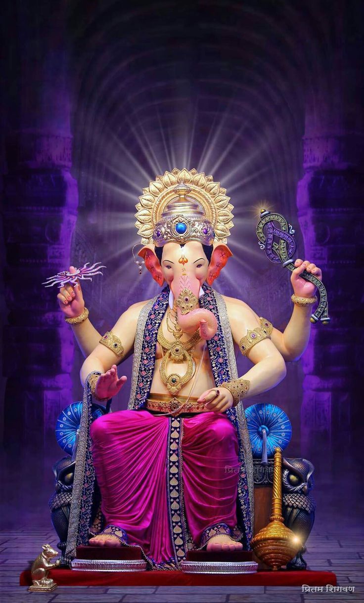 Majestic Ganesha seated on a throne