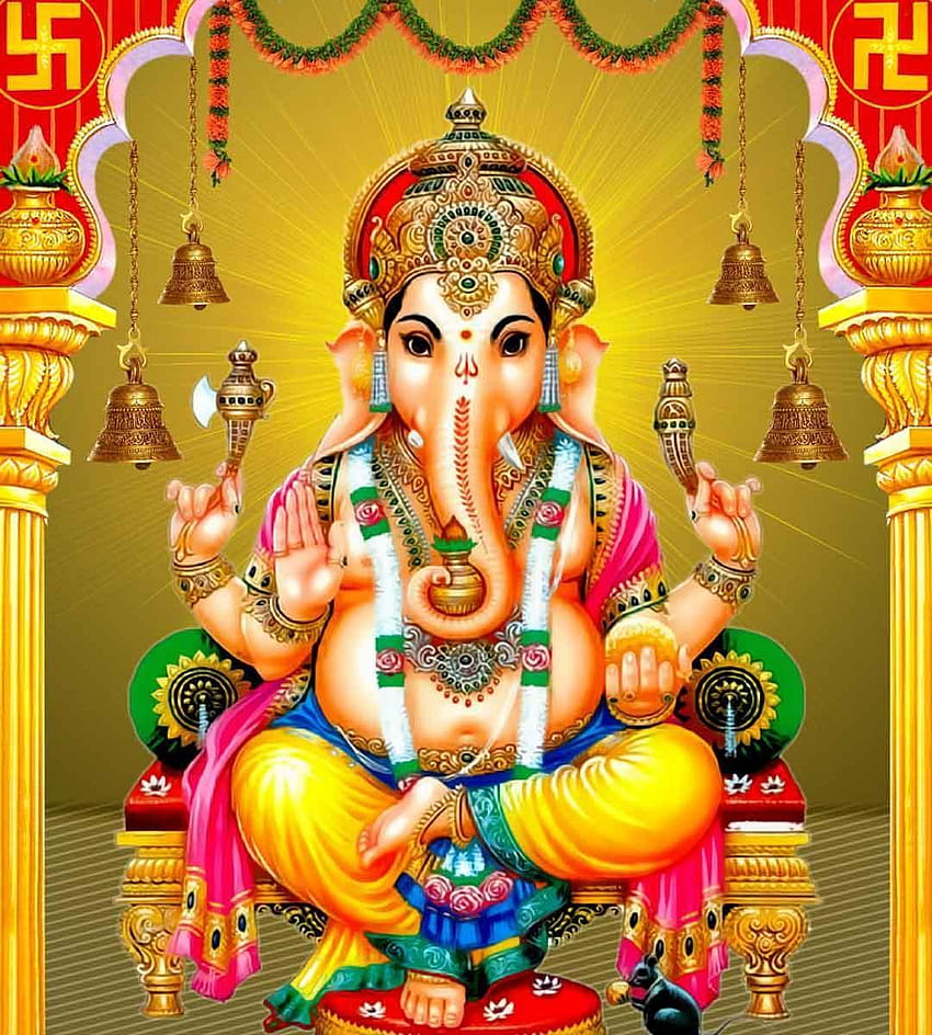 Lord Ganesha seated on a throne.