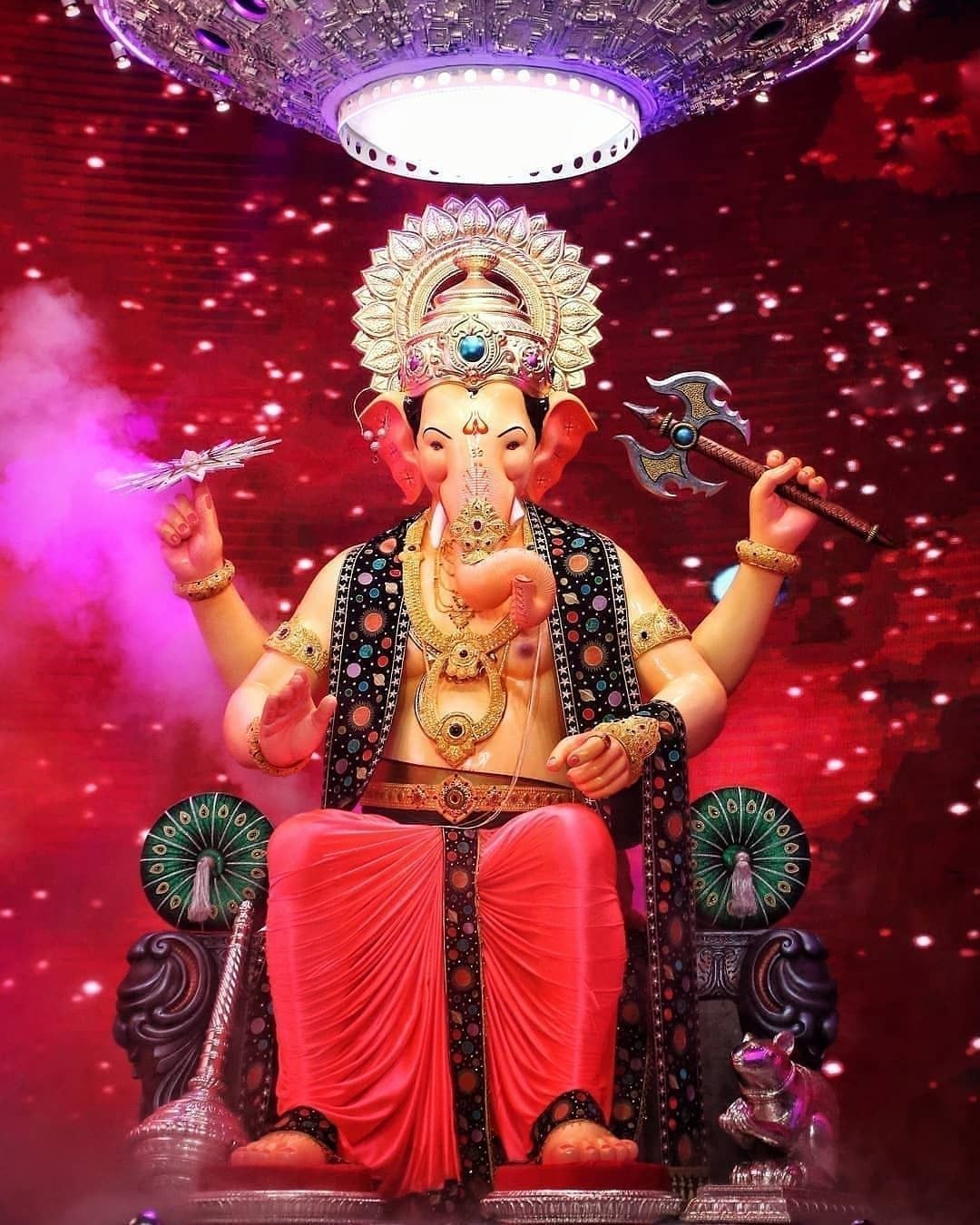 Ganesha seated on a throne, divine blessing