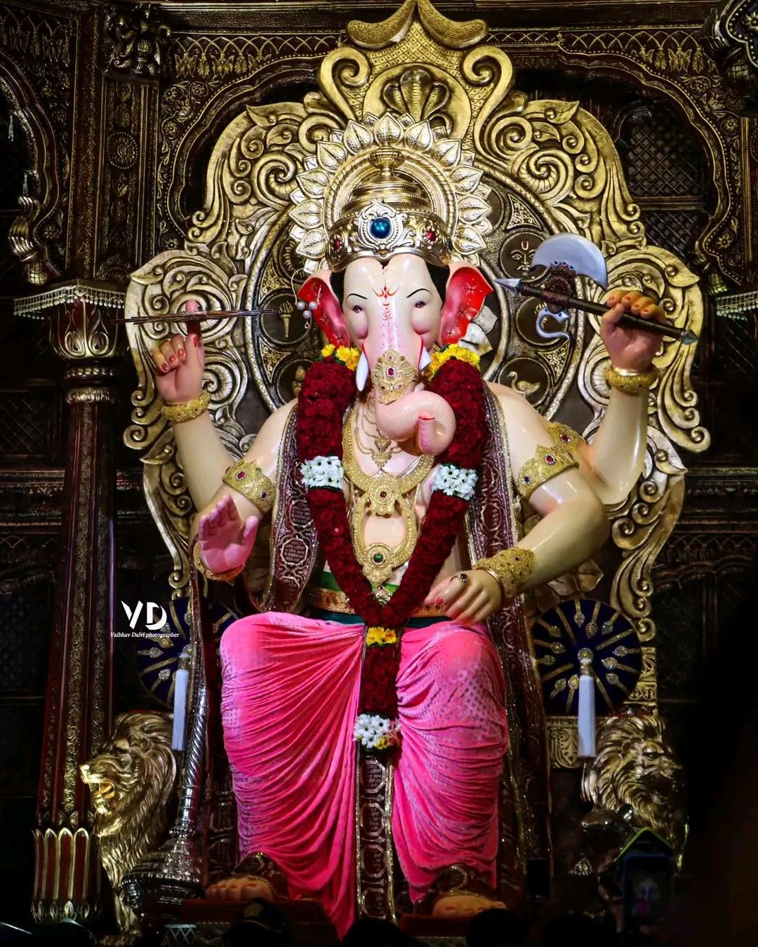 Majestic Ganesha with gold decorations