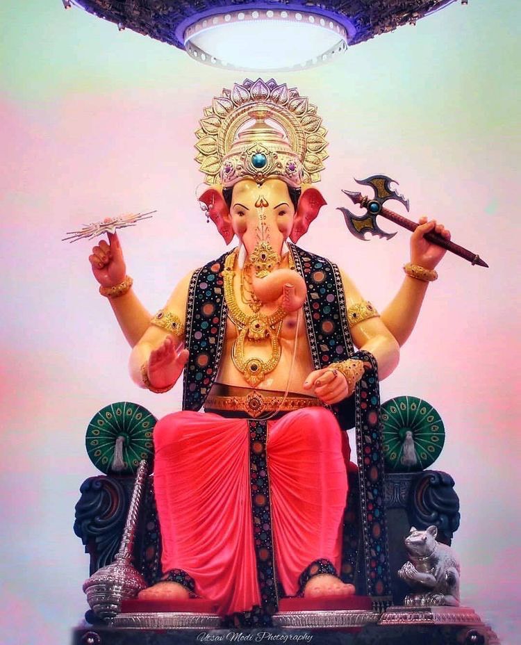 Lord Ganesha seated on a throne