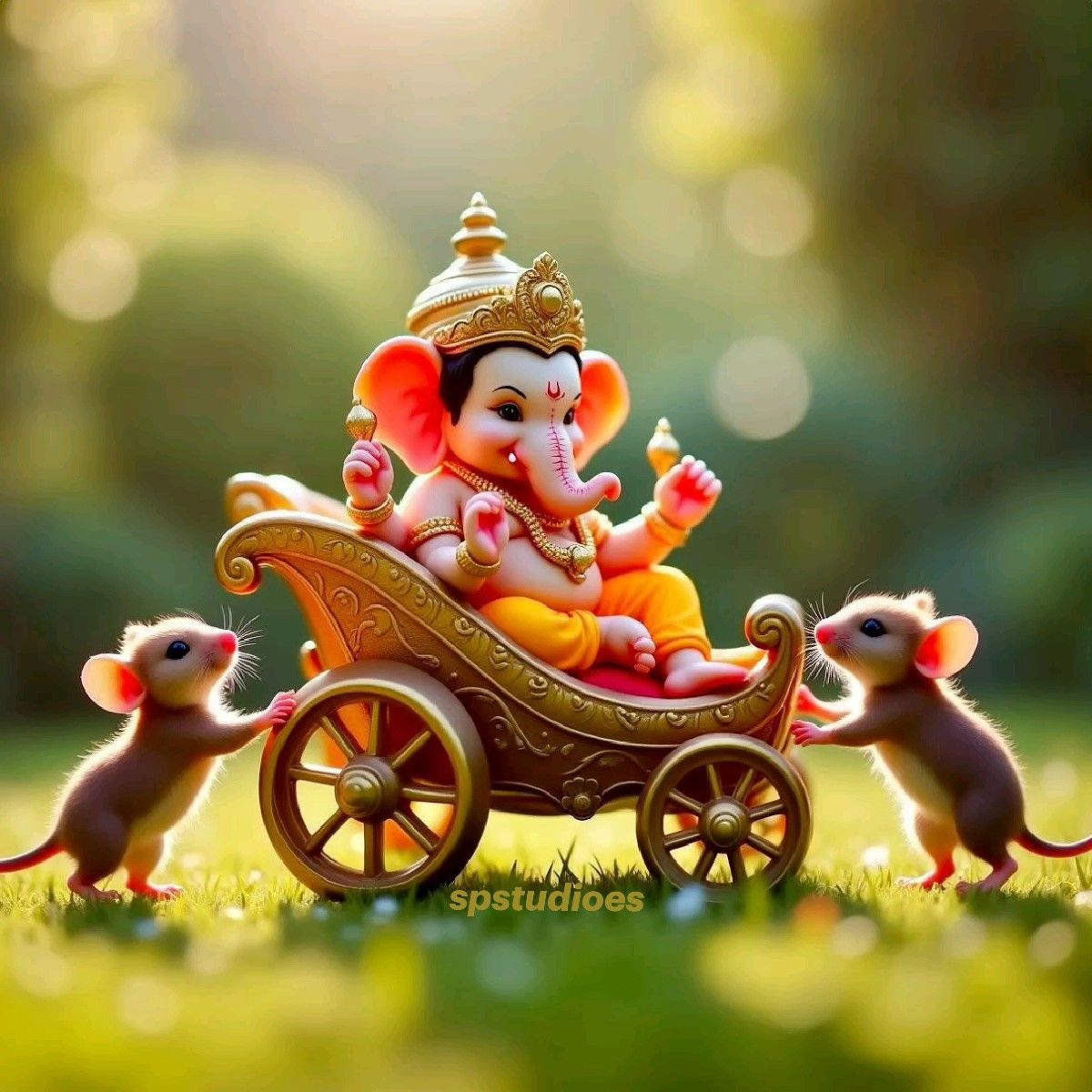 Ganpati on chariot with mice