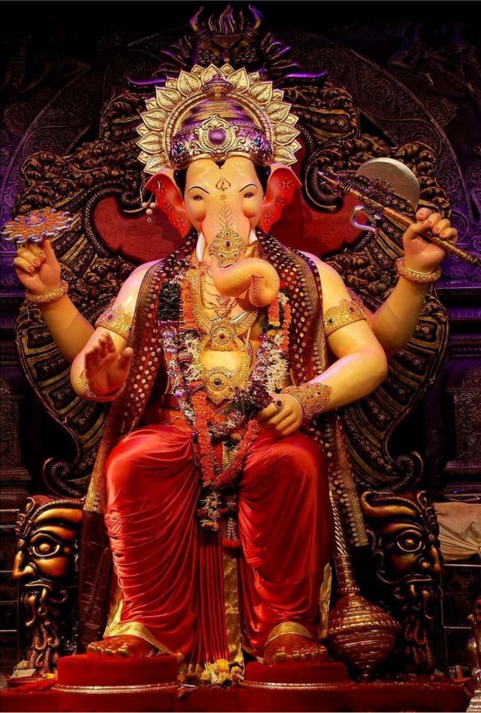 Lord Ganesha seated on a throne