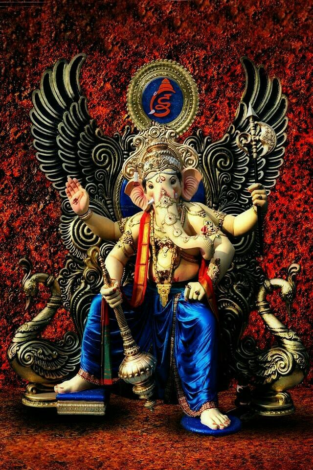 Ganesha seated on ornate throne