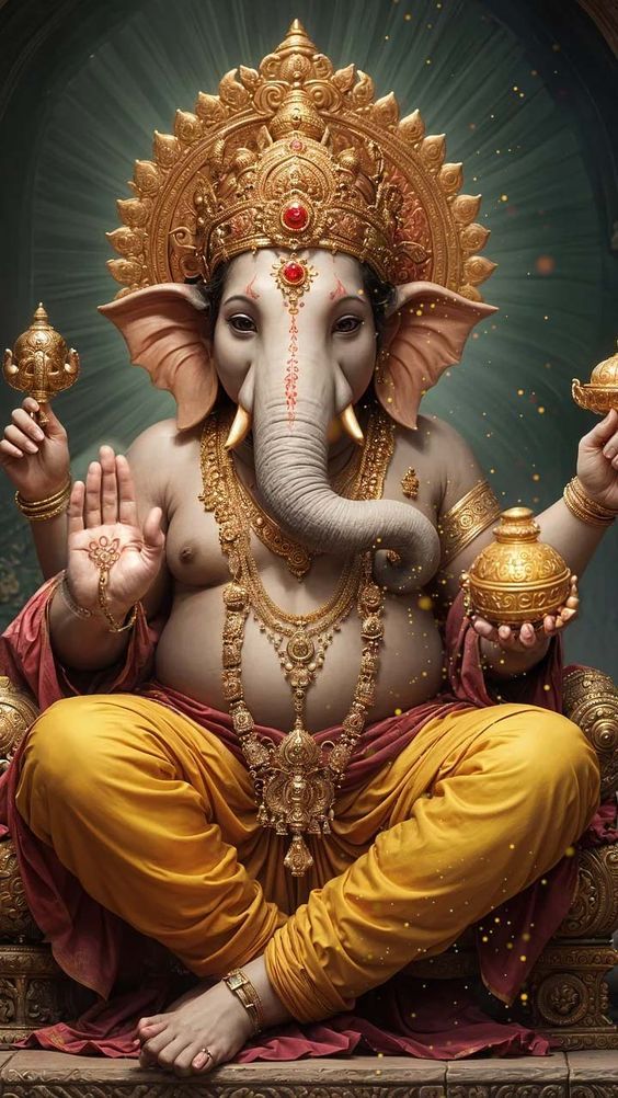 Lord Ganesha in golden splendor.