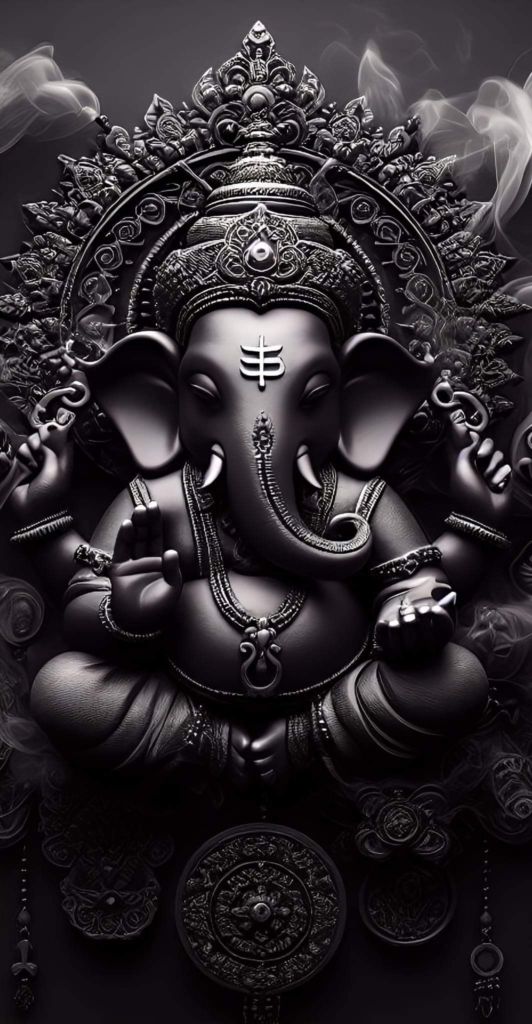 Lord Ganesha, grayscale, spiritual wallpaper