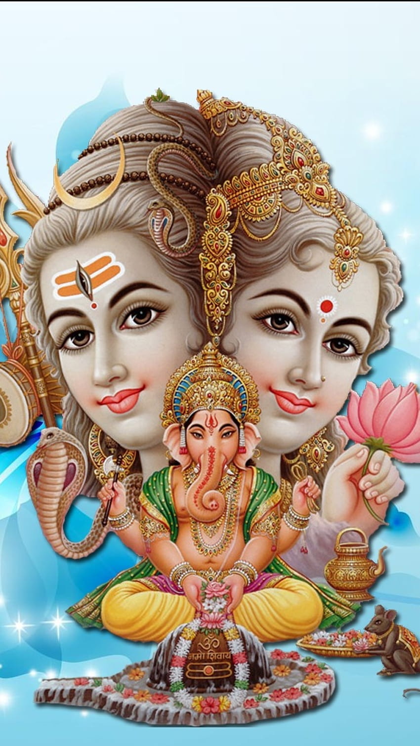 Shiva, Ganesha, and Parvati divine image