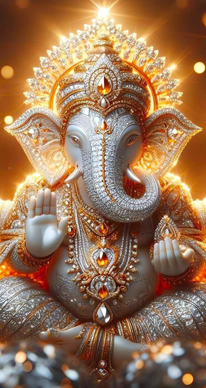 Radiant Ganesha with golden adornments