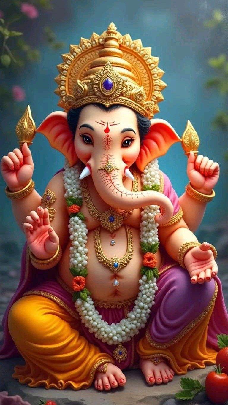 Lord Ganesha with modak and blessings