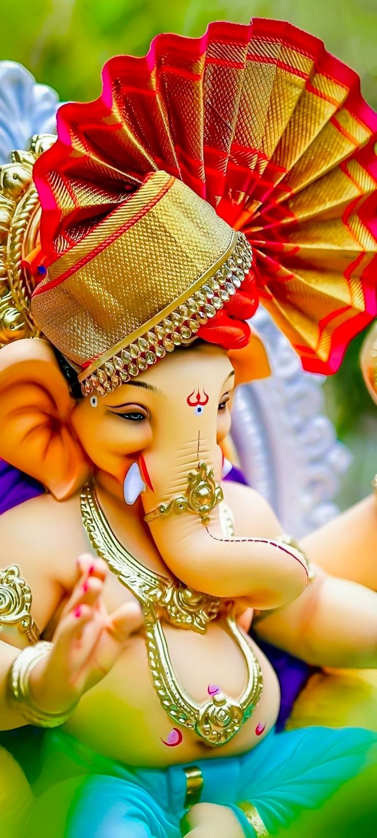 Close-up of ornate Lord Ganesha statue