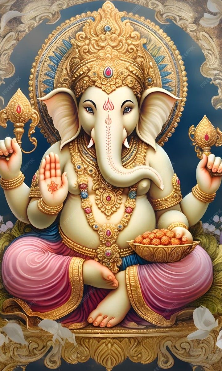 Lord Ganesha holding modaks, blessings